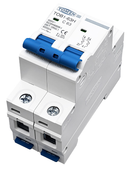 TOMZN AC MCB TOB1-63H C Curve 230/400V~ 50Hz/60Hz Mini Circuit Breaker  2P  63A