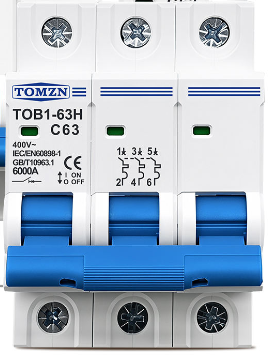 TOMZN AC MCB TOB1-63H C Curve 230/400V~ 50Hz/60Hz Mini Circuit Breaker 3P 63A