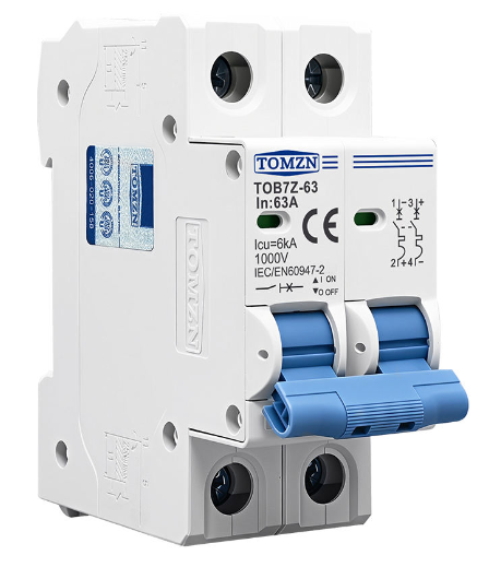 TOMZN 2P DC MCB 1000V Solar Mini Circuit Breaker 40A DC MCB for PV System